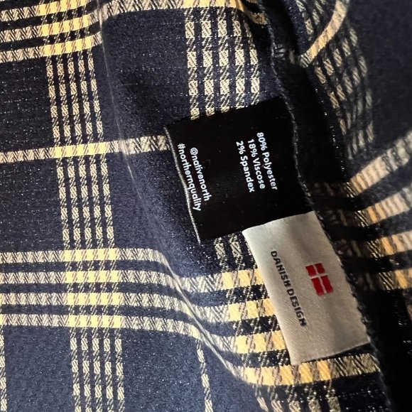 Native North Men's Gofer Shirt Jacket Full Zip Plaid Pockets Navy Blue/Yellow M - Picture 5 of 6